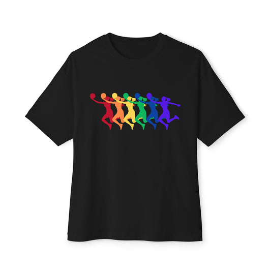 Womens Basketball Rainbow Silhouette Shooter Pride Tshirt Oversized