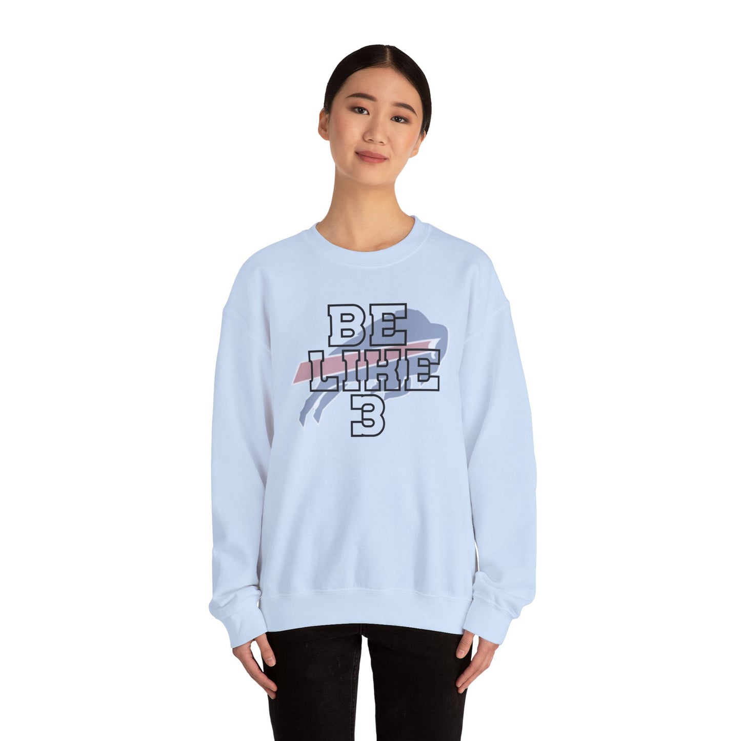 Be Like #3 Damar Hamlin Black Outline Buffalo Bills Logo Crewneck Sweatshirt