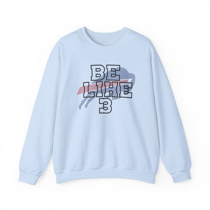 Be Like #3 Damar Hamlin Black Outline Buffalo Bills Logo Crewneck Sweatshirt