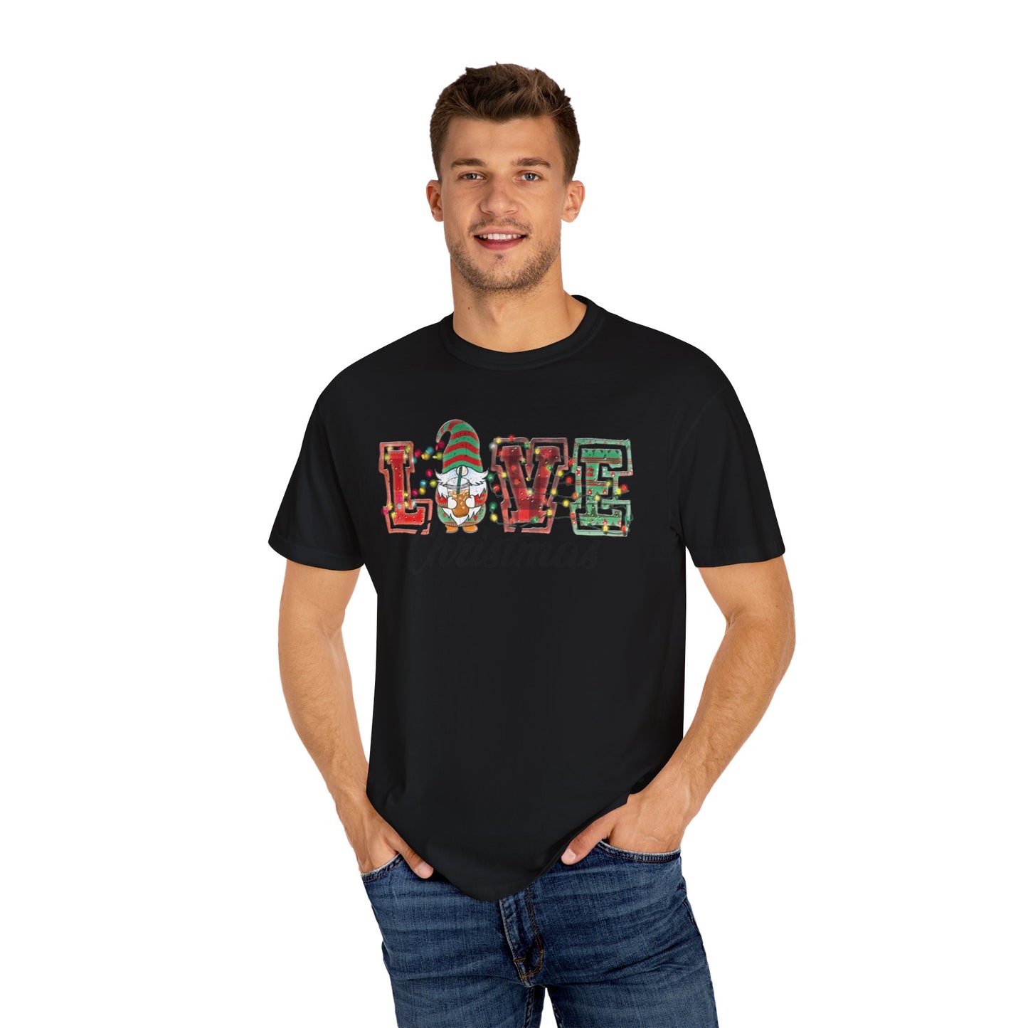 Love Christmas Cute Gnome Lights Christmas Tshirt