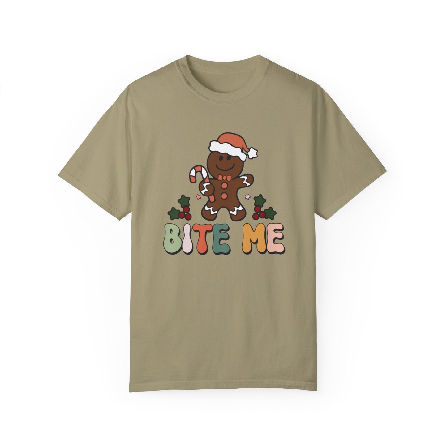 Bite Me Gingerbread Cookie Retro Christmas Tshirt