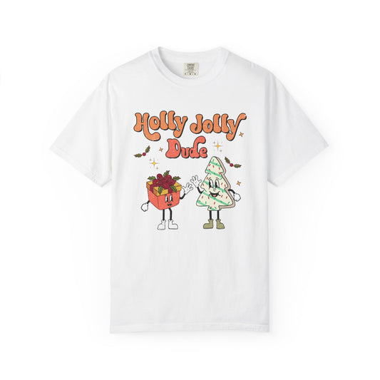Holly Jolly Dude Retro Christmas Tshirt