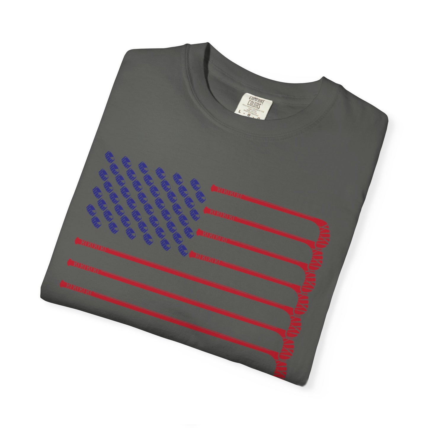 USA Hockey American Flag T-Shirt – Patriotic Ice Hockey Graphic Tee – Team USA Red White Blue Short Sleeve Fan Shirt