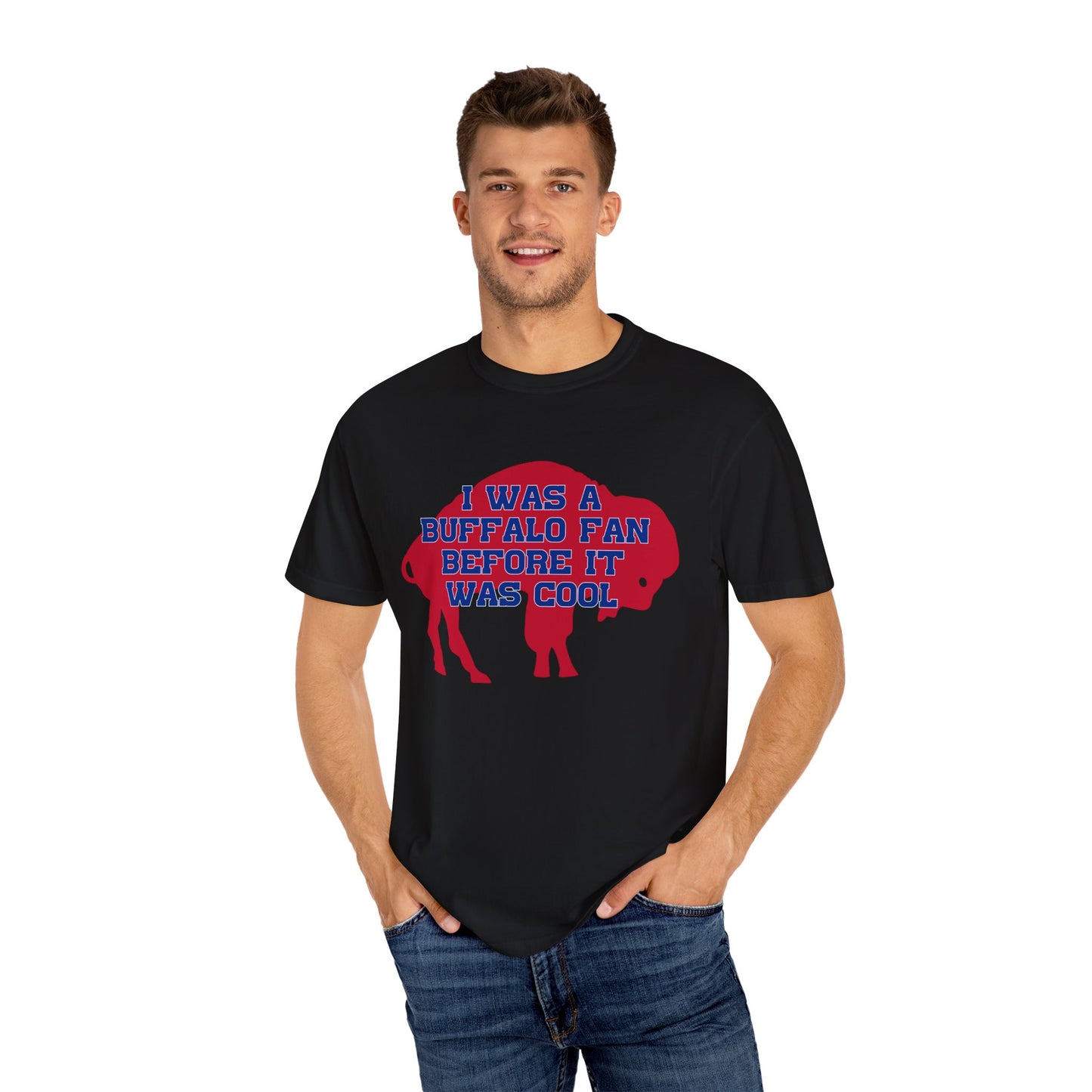 Two Sided Tshirt I Was a Buffalo Fan Before it was Cool Retro Red Logo Bills Mafia Redzone Font Buffalo Bills Football Tshirt
