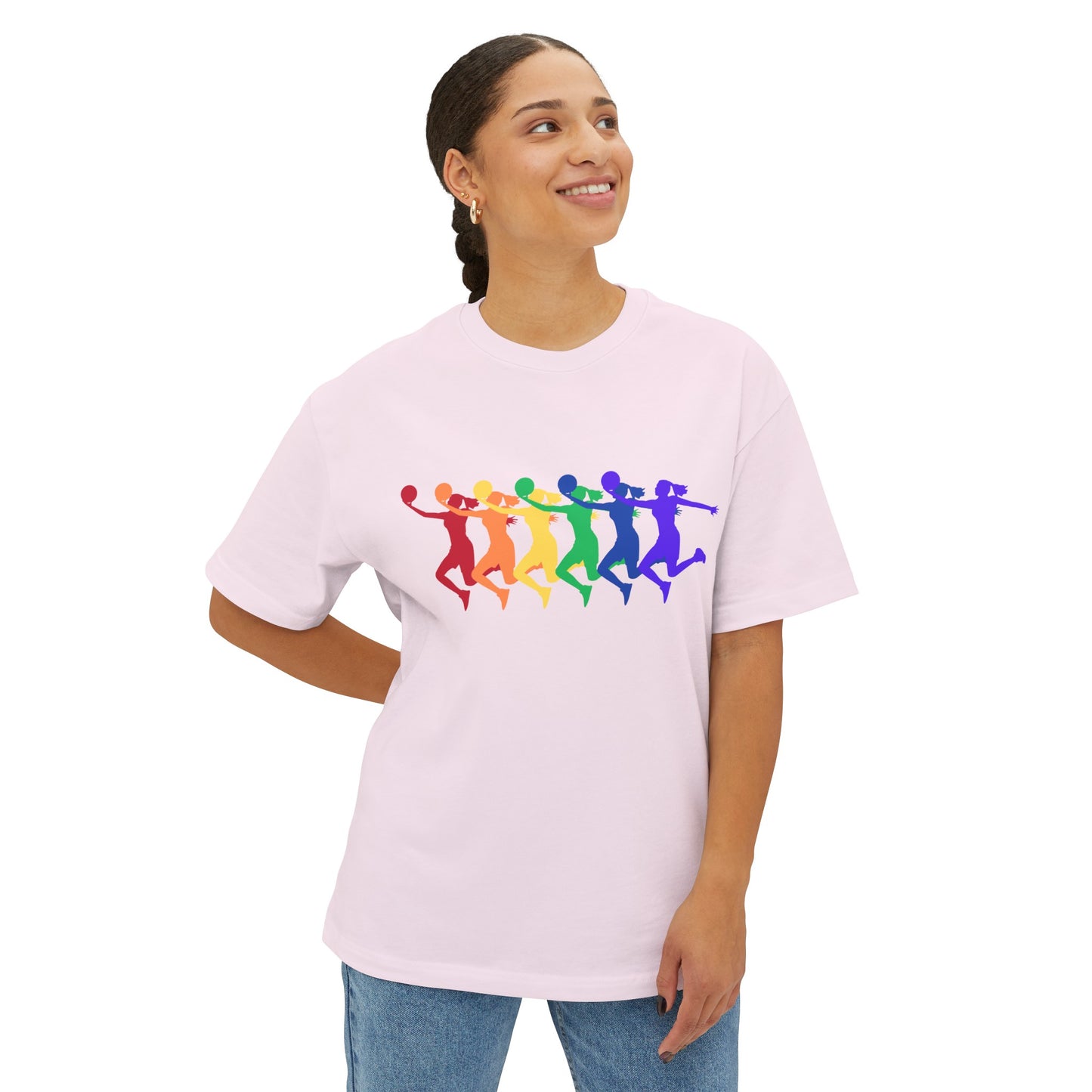 Womens Basketball Rainbow Silhouette Shooter Pride Tshirt Oversized