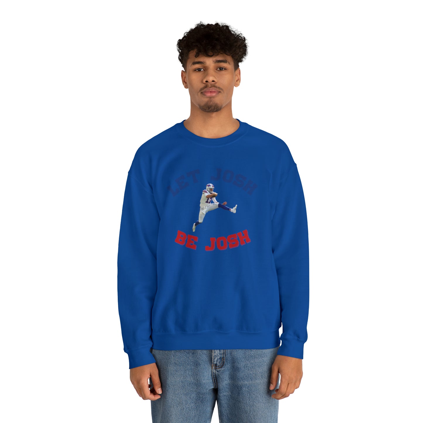 Let Josh Be Josh Hurdling Buffalo Bills Football Bills Mafia Josh Allen 17 Josh Freaking Allen Bills Mafia #17 Crewneck Sweatshirt