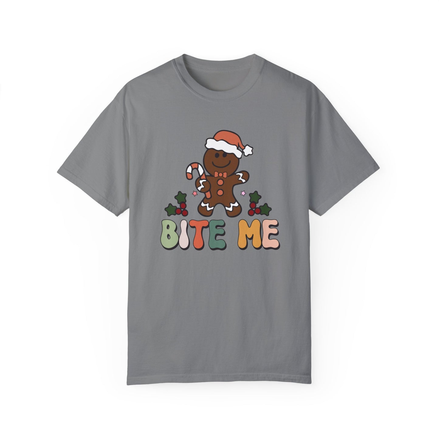 Bite Me Gingerbread Cookie Retro Christmas Tshirt