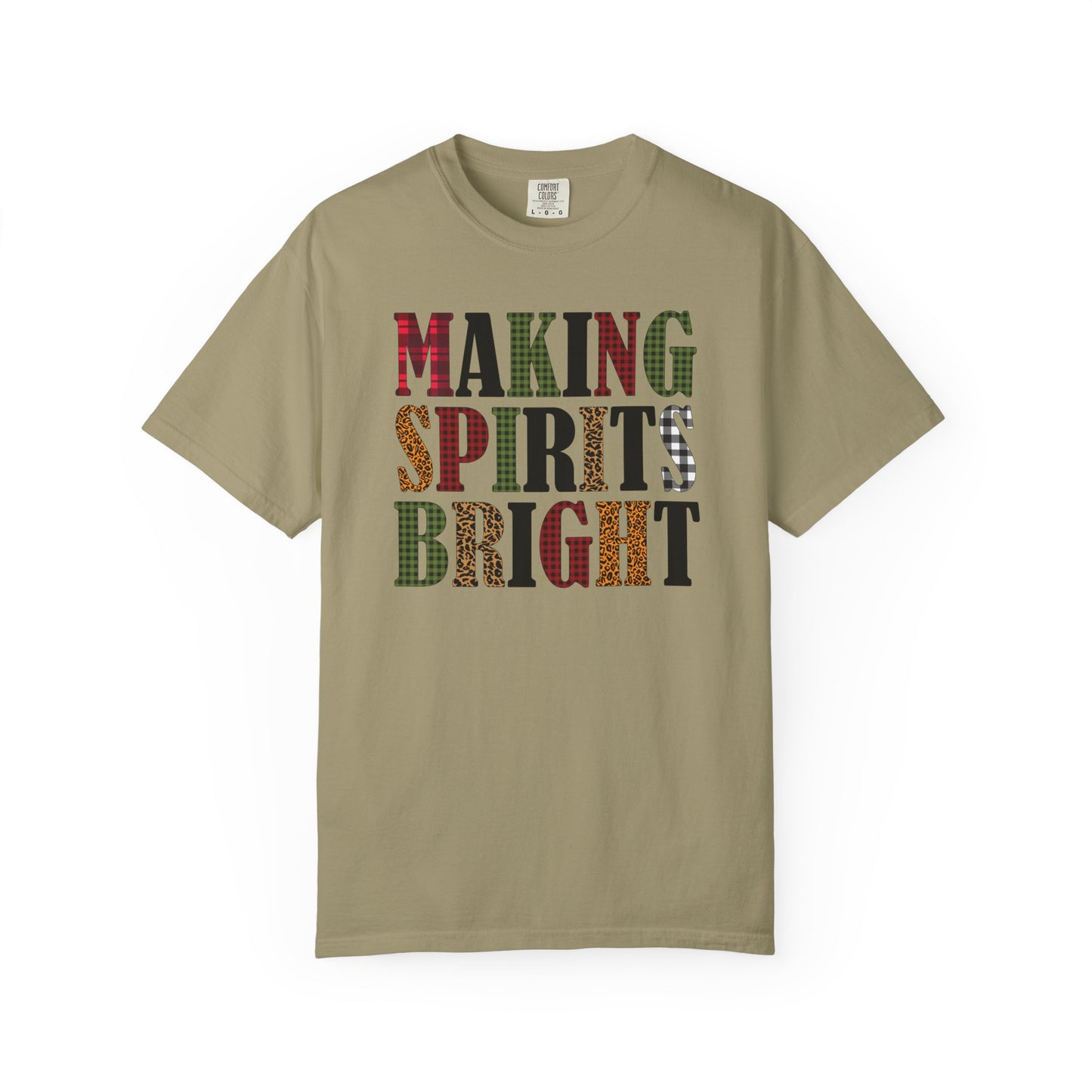 Making Spirits Bright Plaid Leopard Print Christmas Tshirt