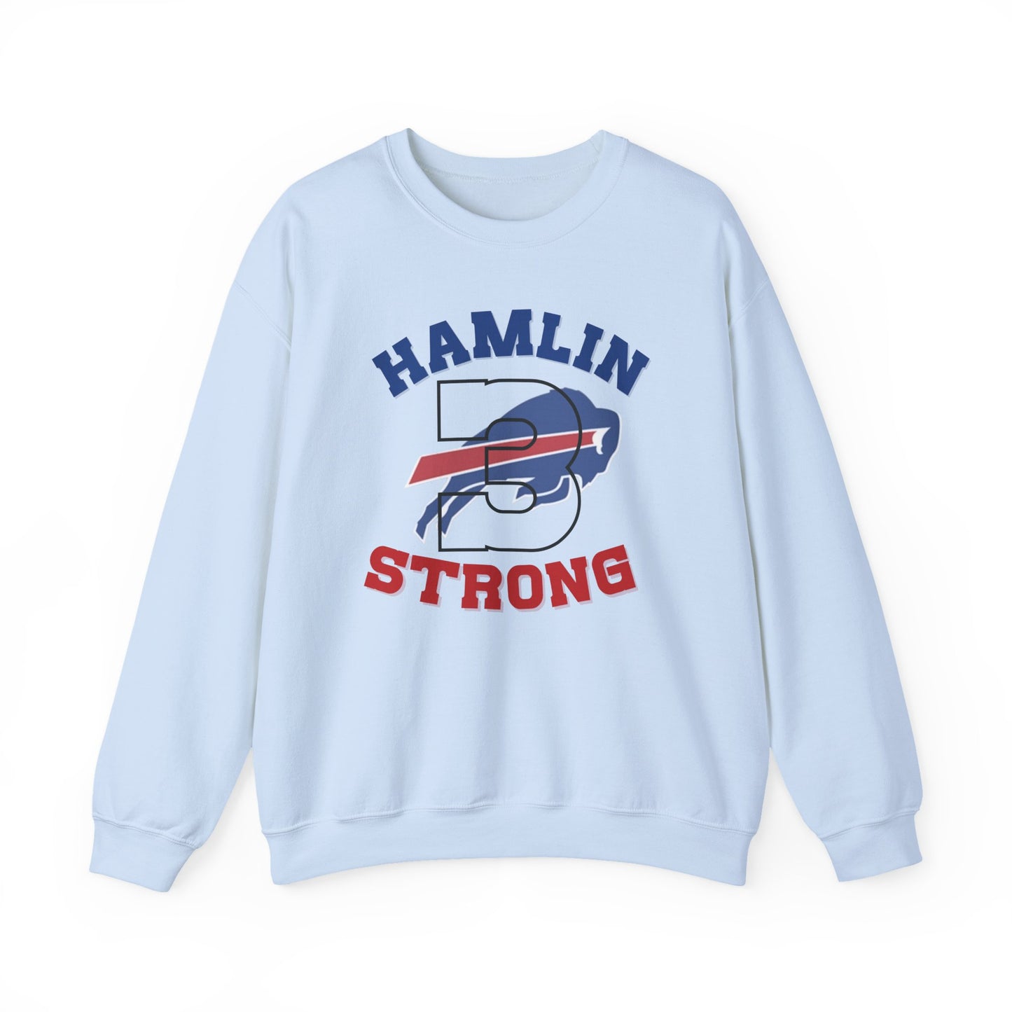 Hamlin Strong #3 Damar Hamlin Buffalo Bills Logo Crewneck Sweatshirt
