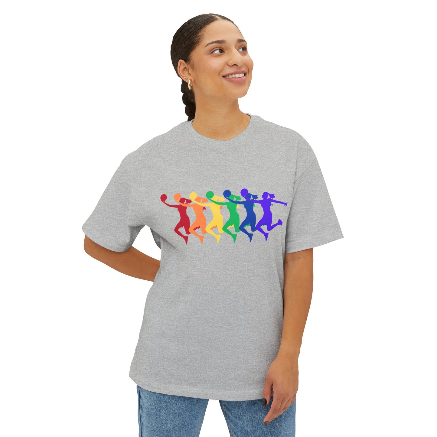 Womens Basketball Rainbow Silhouette Shooter Pride Tshirt Oversized