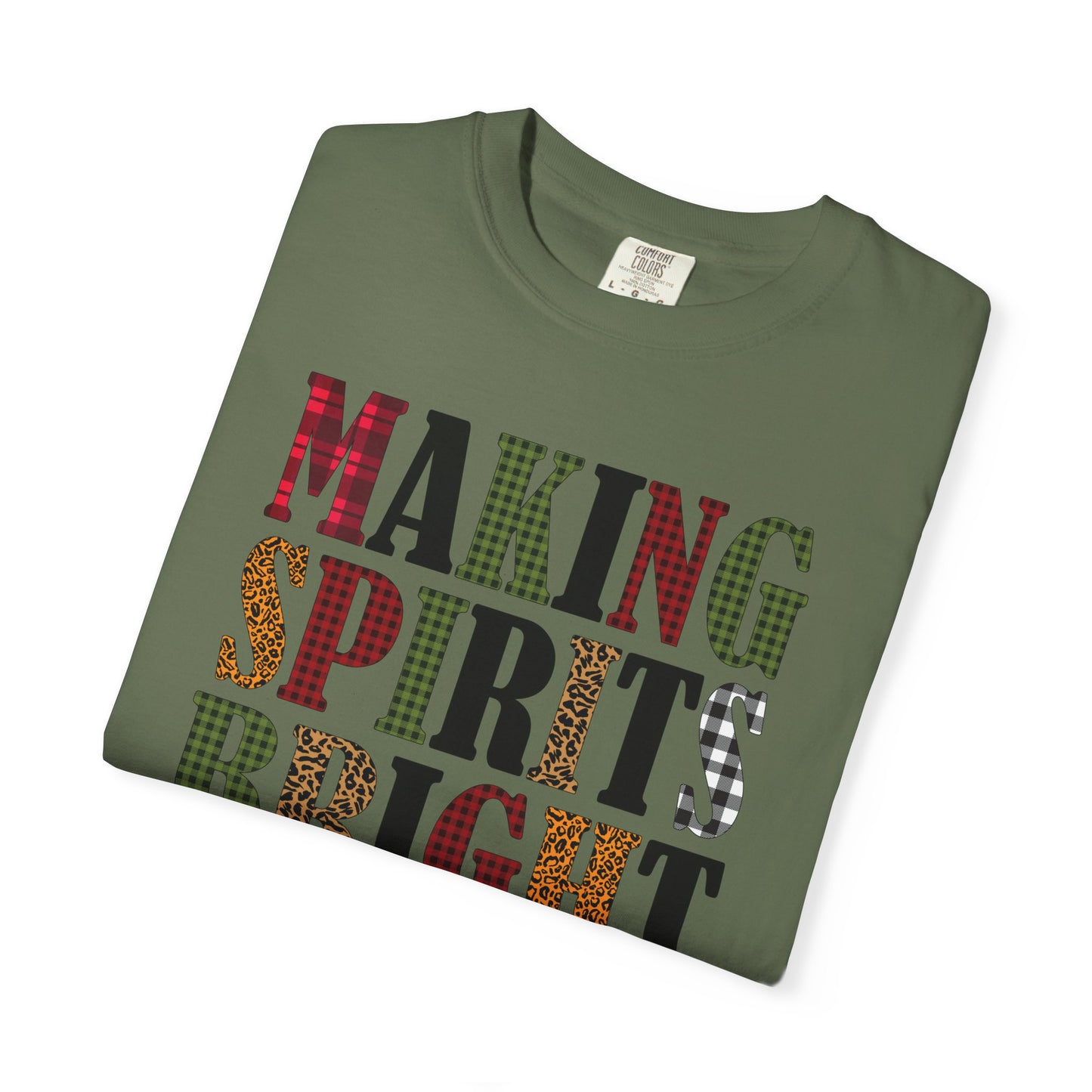 Making Spirits Bright Plaid Leopard Print Christmas Tshirt