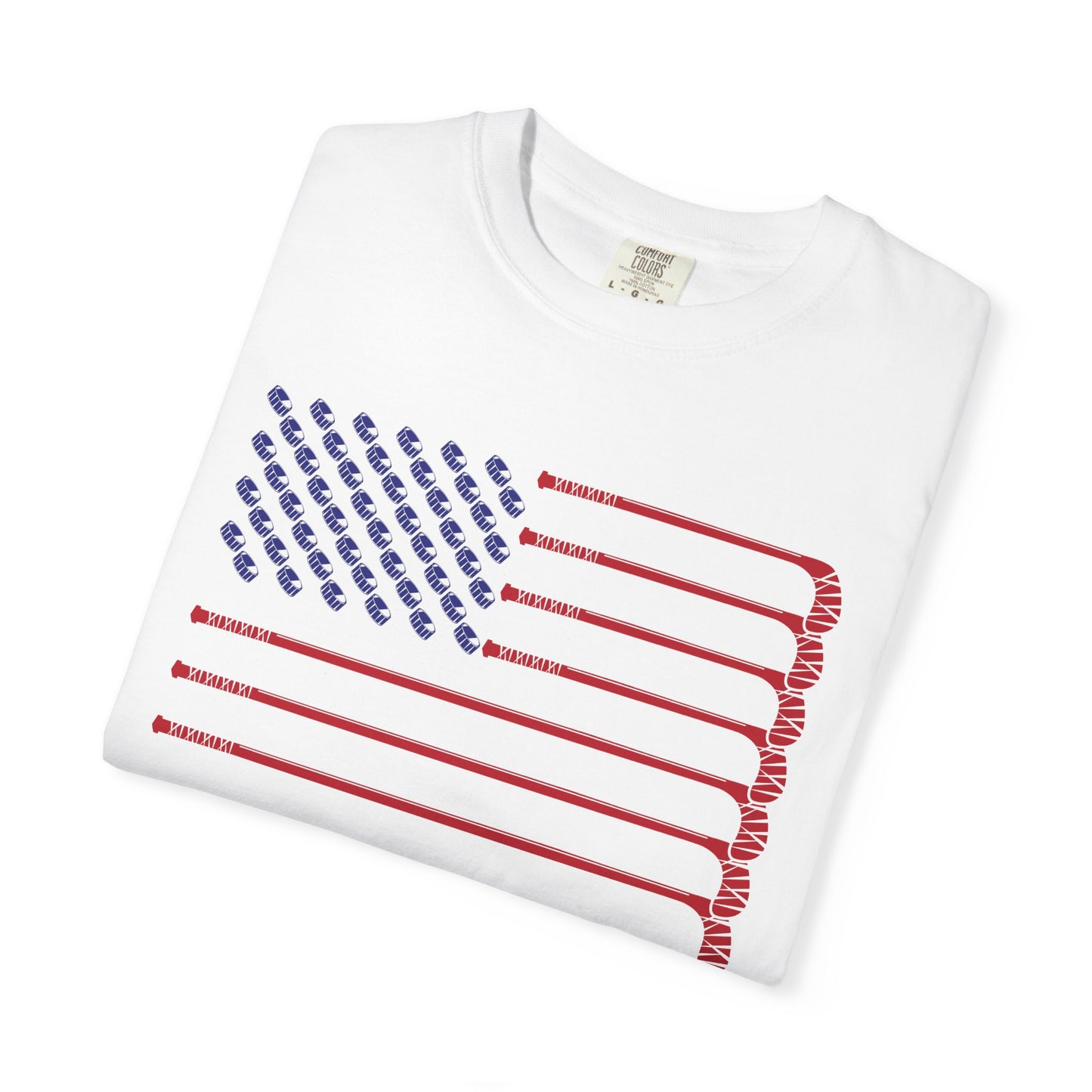 USA Hockey American Flag T-Shirt – Patriotic Ice Hockey Graphic Tee – Team USA Red White Blue Short Sleeve Fan Shirt