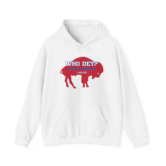 Who Dey? 1-22-23 Bills v. Bengals Buffalo Bills Football Bills Mafia Hooded Sweatshirt