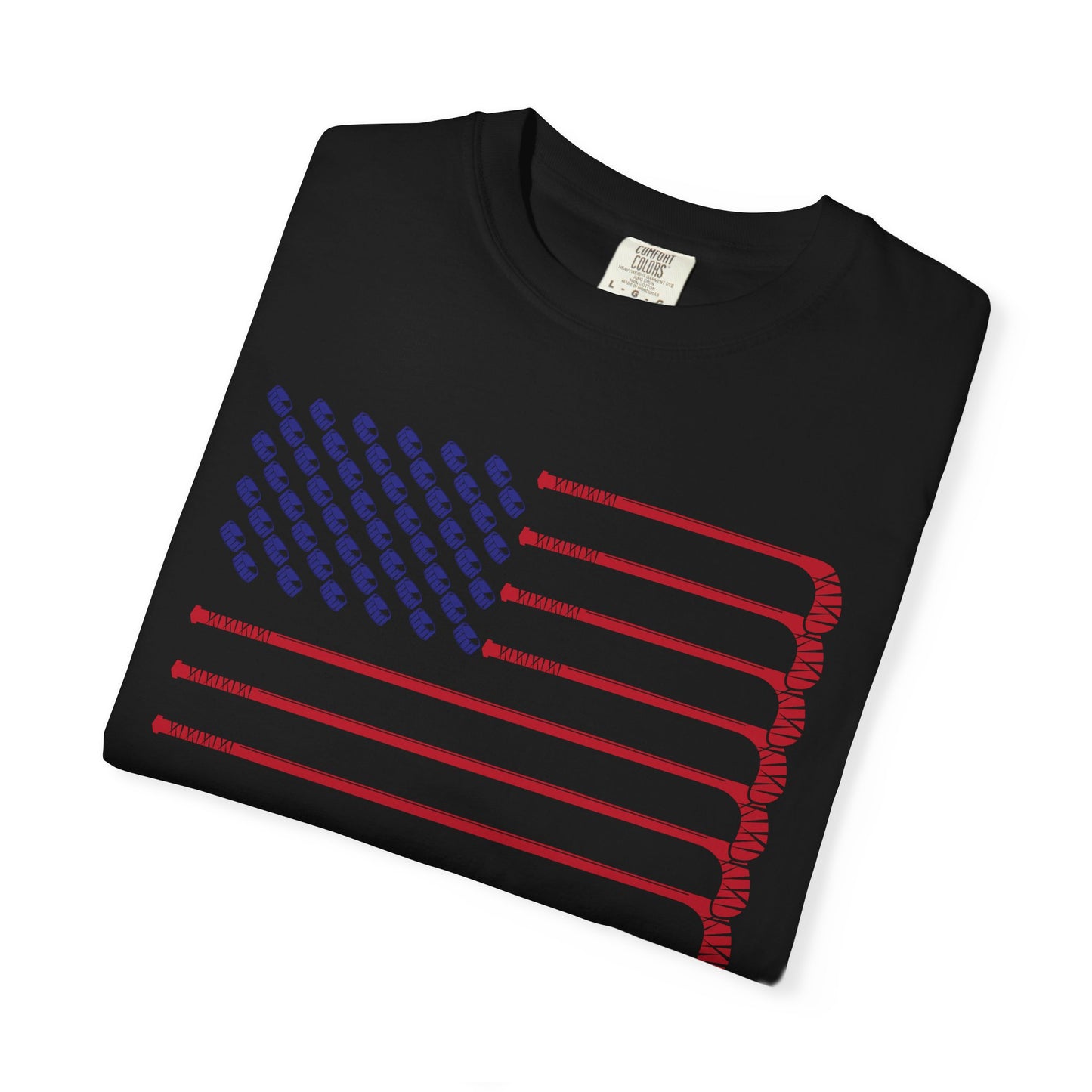 USA Hockey American Flag T-Shirt – Patriotic Ice Hockey Graphic Tee – Team USA Red White Blue Short Sleeve Fan Shirt