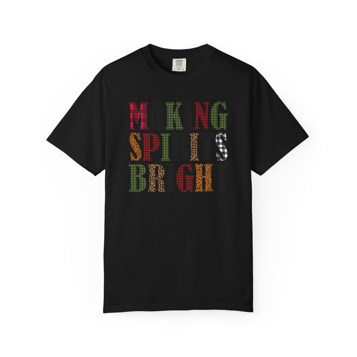 Making Spirits Bright Plaid Leopard Print Christmas Tshirt