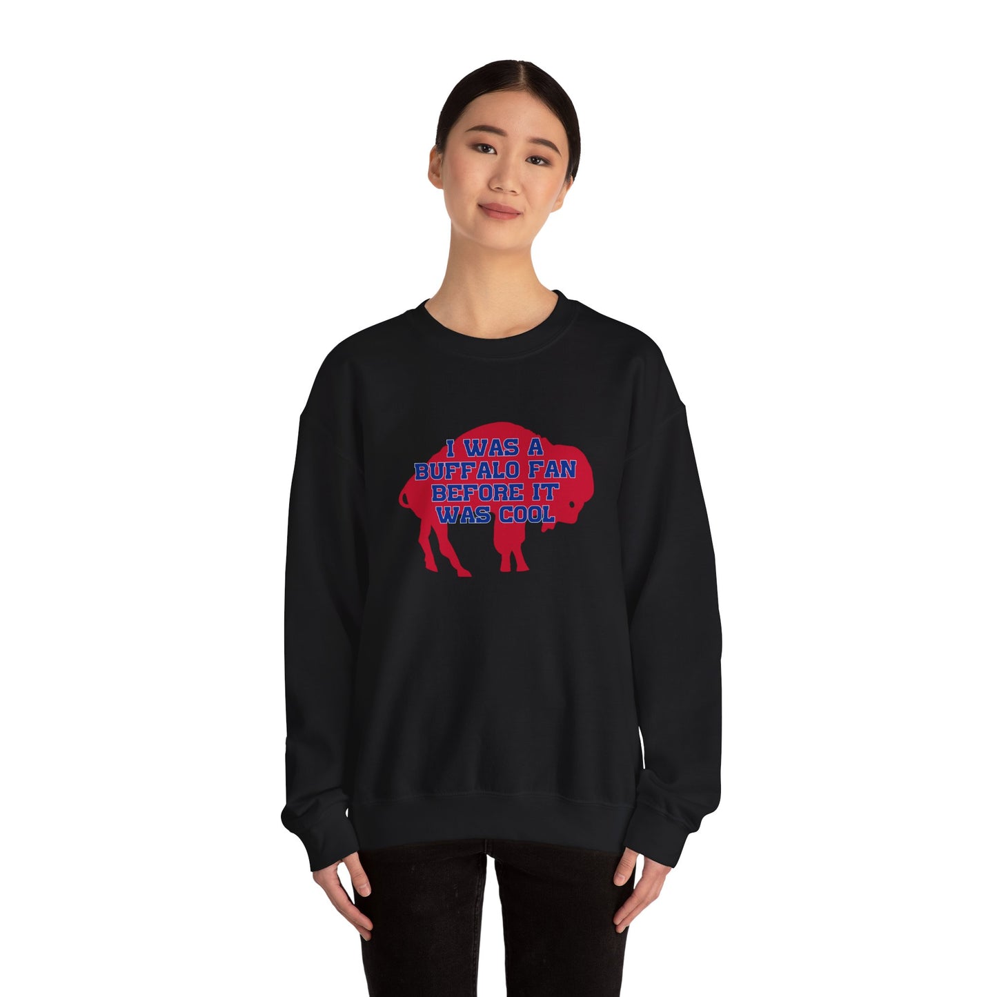 I Was a Buffalo Fan Before it was Cool Retro Red Logo Bills Mafia Football Crewneck Sweatshirt