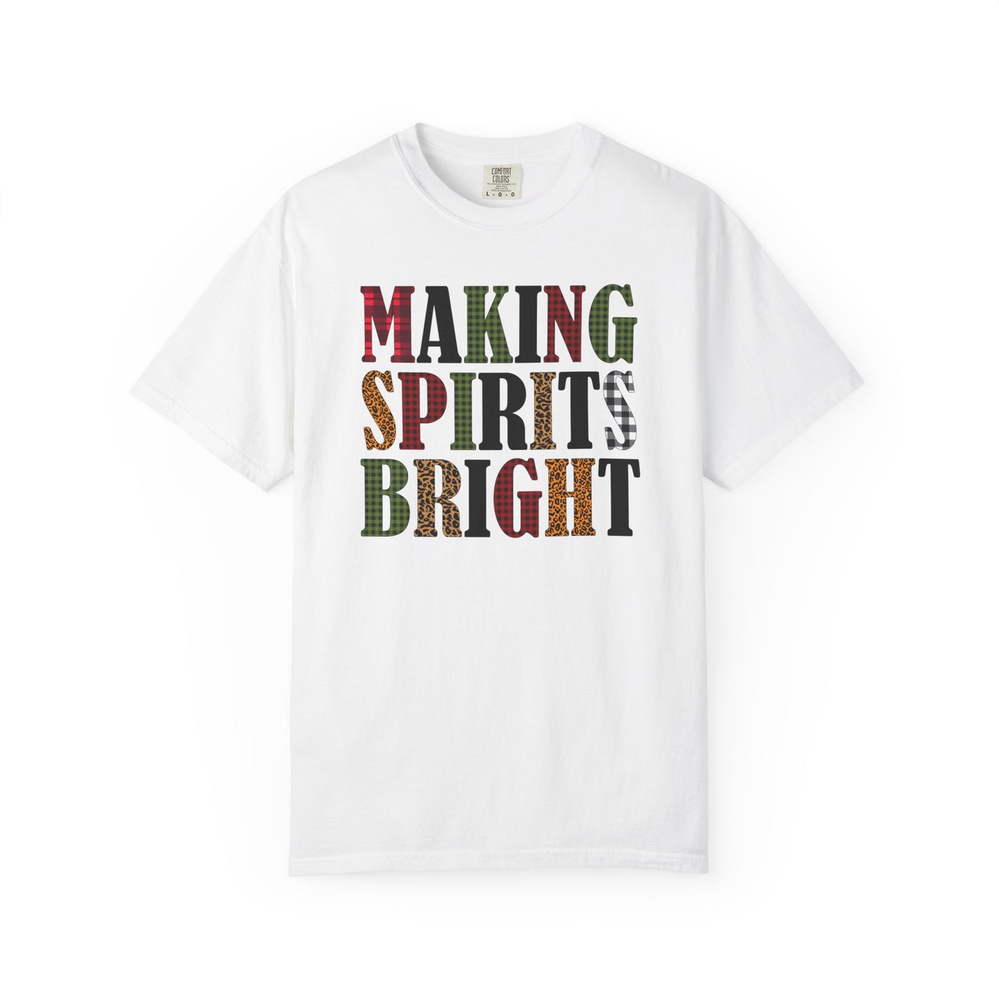 Making Spirits Bright Plaid Leopard Print Christmas Tshirt