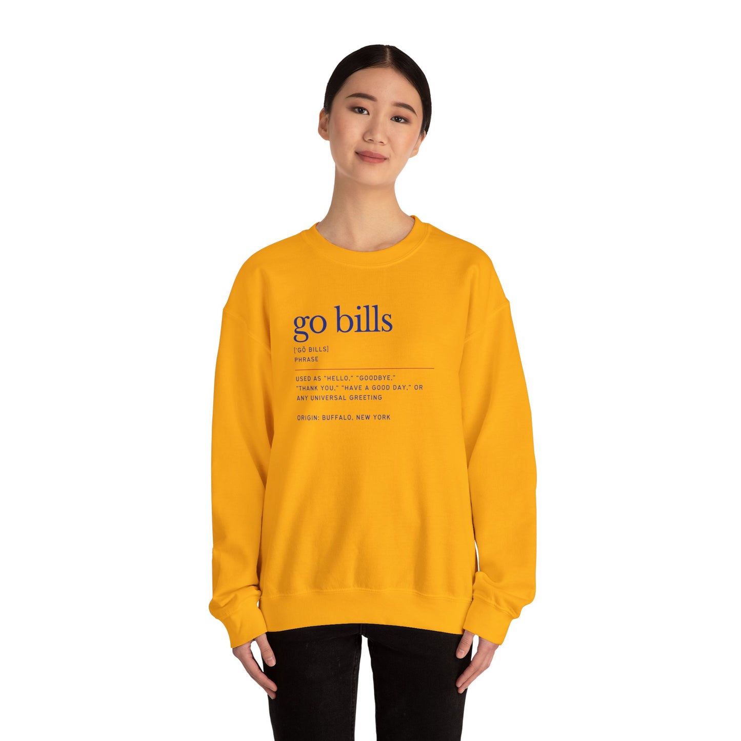 Go Bills Phonetic Spelling Definition Buffalo Bills Football Crewneck Sweatshirt