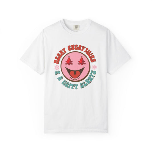 Merry Everything Happy Always Happy Face Retro Christmas Tshirt