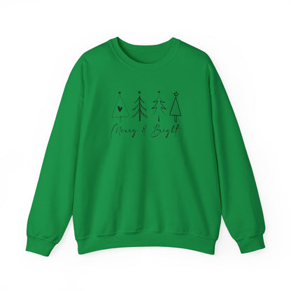 Merry & Bright Simple Christmas Xmas Trees Holiday Sweatshirt