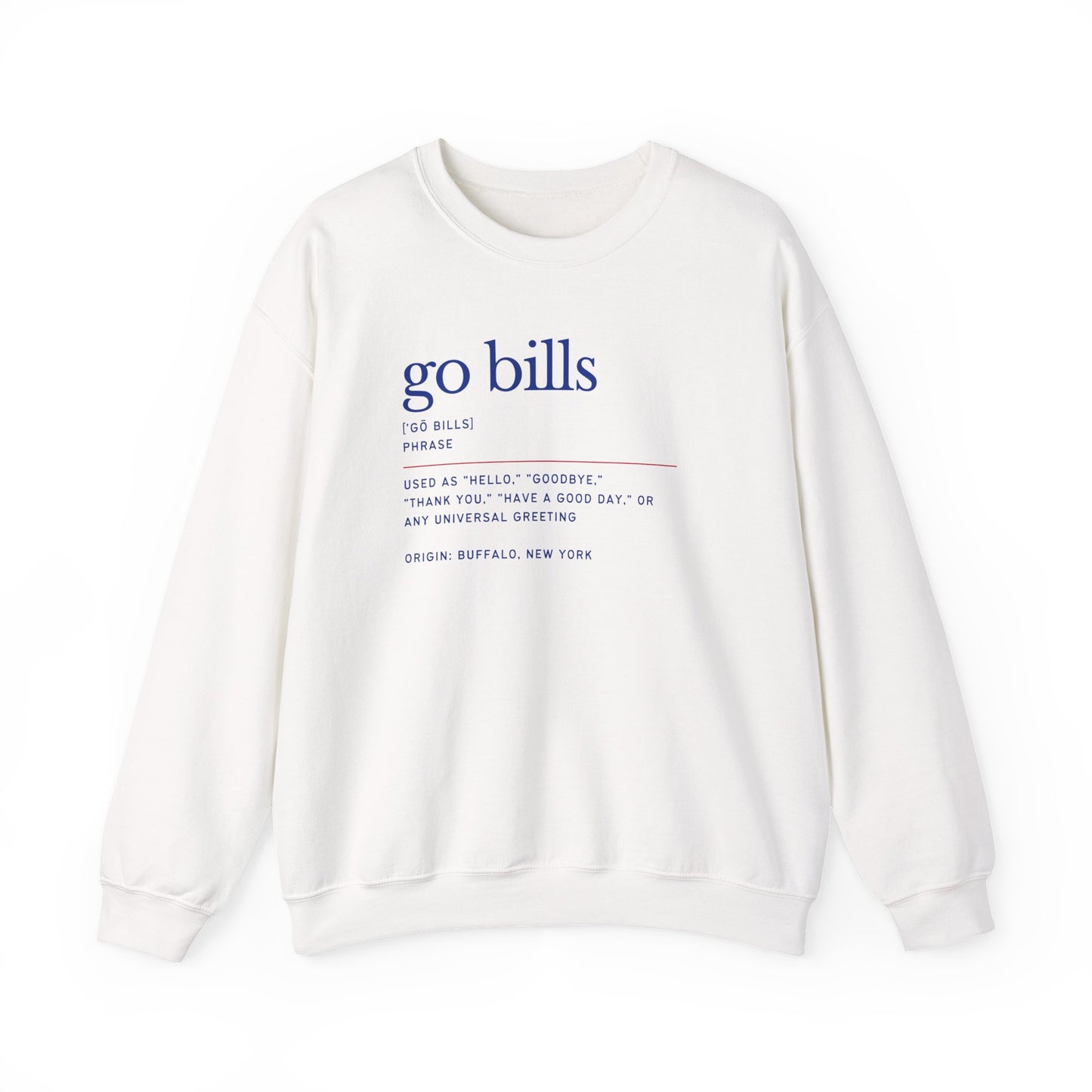 Go Bills Phonetic Spelling Definition Buffalo Bills Football Crewneck Sweatshirt