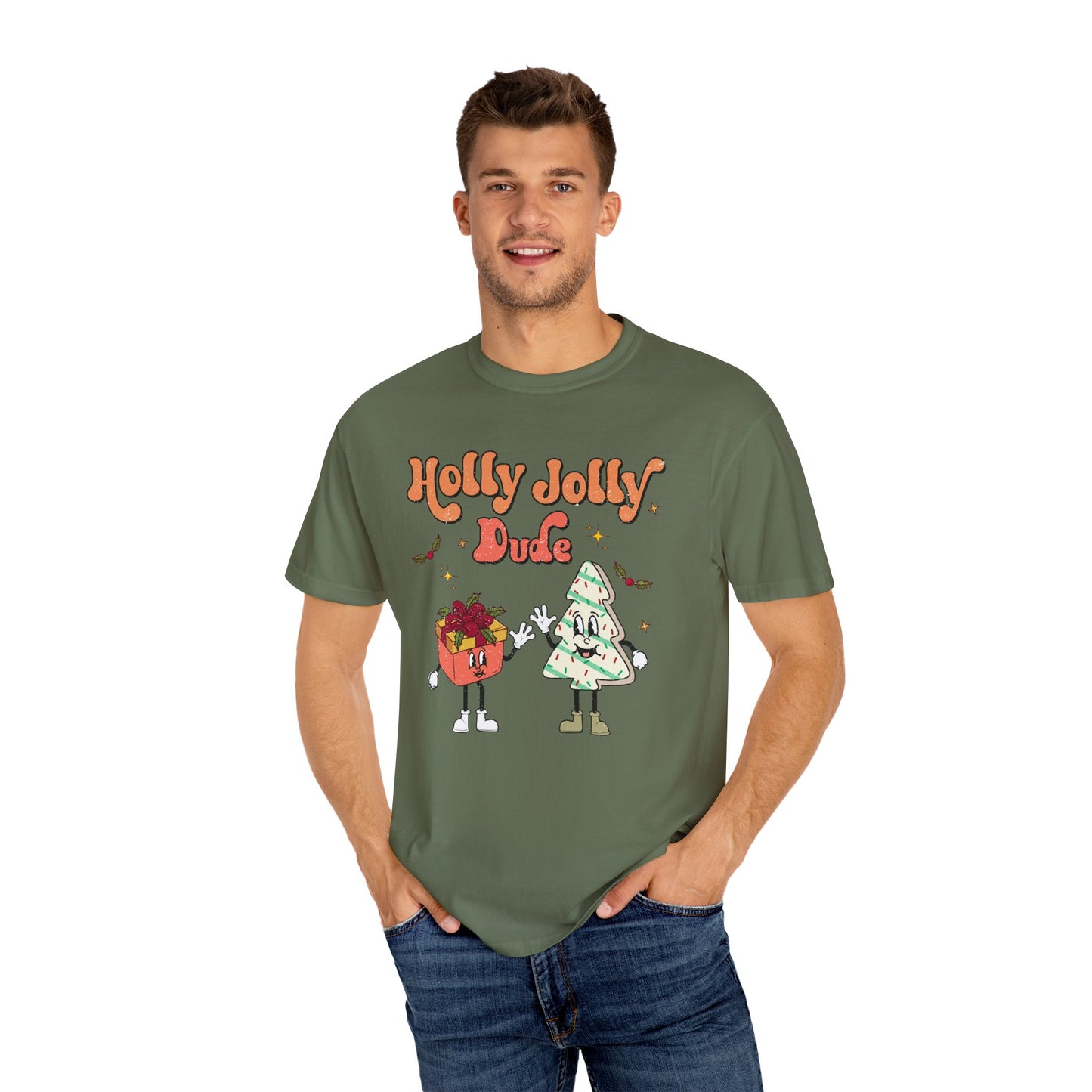 Holly Jolly Dude Retro Christmas Tshirt