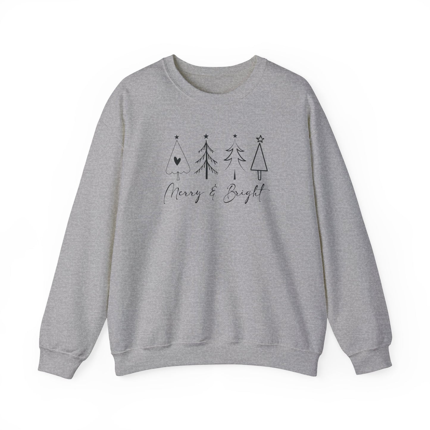 Merry & Bright Simple Christmas Xmas Trees Holiday Sweatshirt