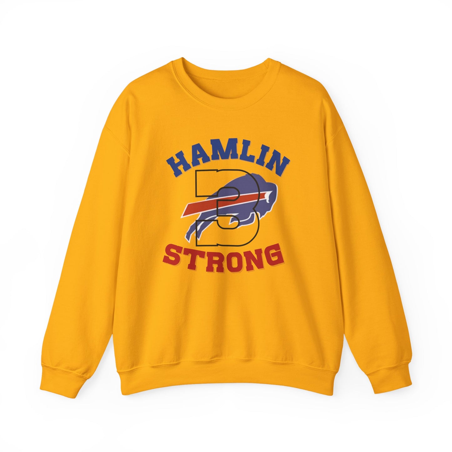 Hamlin Strong #3 Damar Hamlin Buffalo Bills Logo Crewneck Sweatshirt