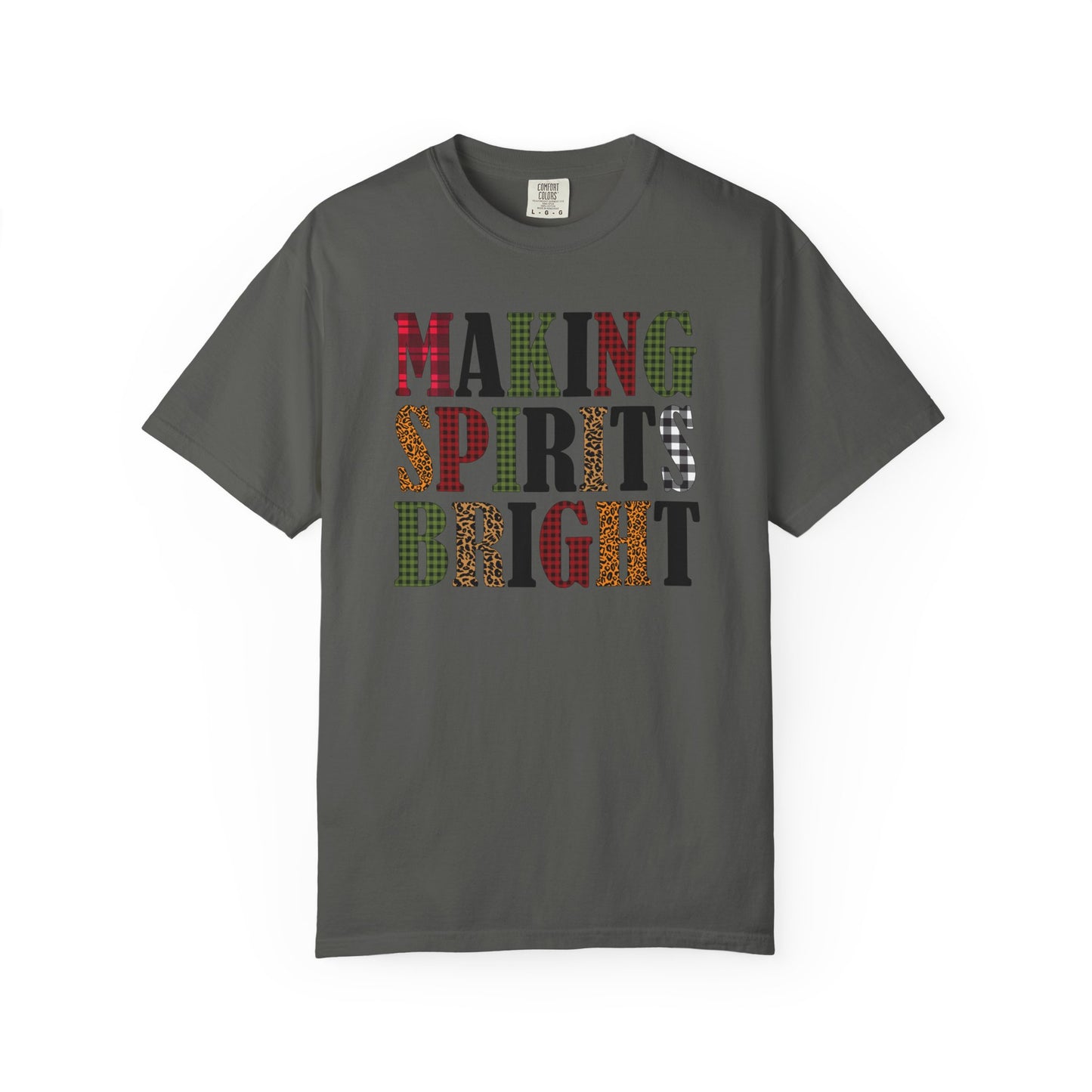 Making Spirits Bright Plaid Leopard Print Christmas Tshirt