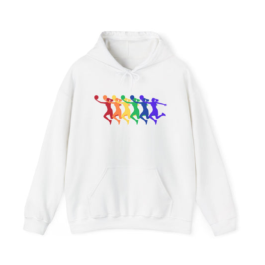 Womens Basketball Rainbow Silhouette Shooter Pride Hooded Sweatshirt