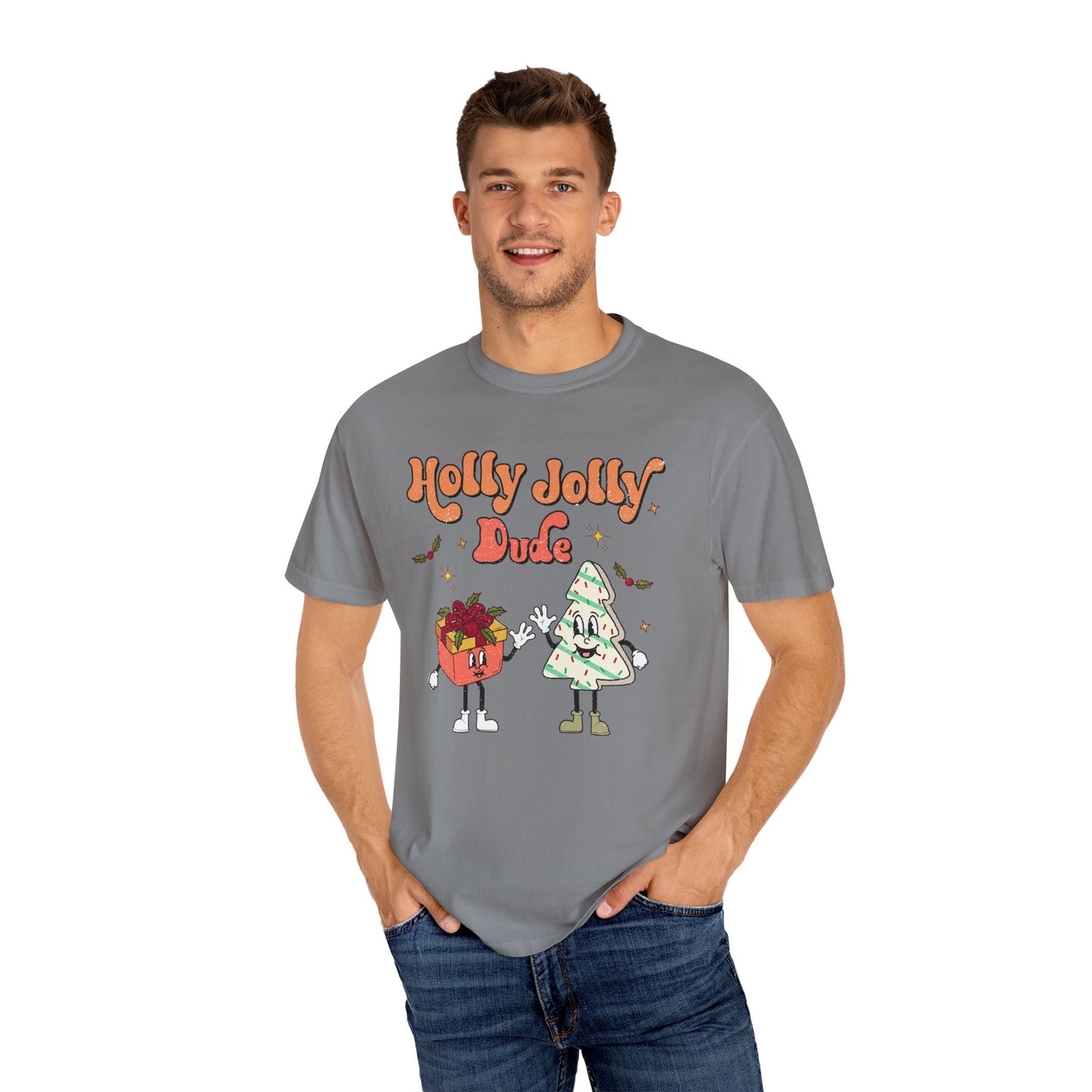Holly Jolly Dude Retro Christmas Tshirt