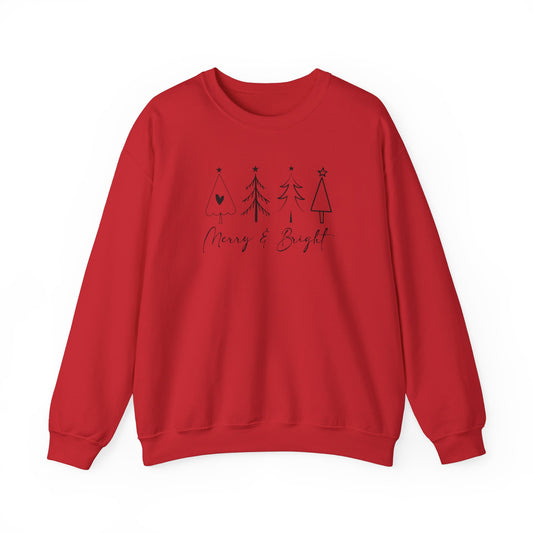 Merry & Bright Simple Christmas Xmas Trees Holiday Sweatshirt