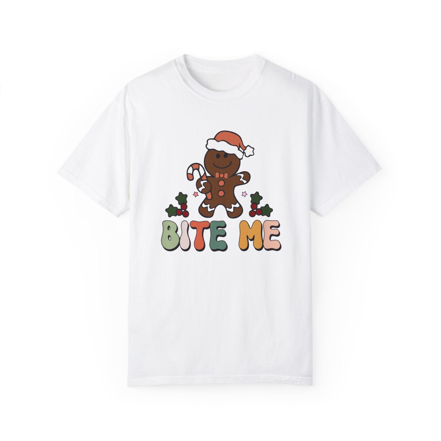 Bite Me Gingerbread Cookie Retro Christmas Tshirt