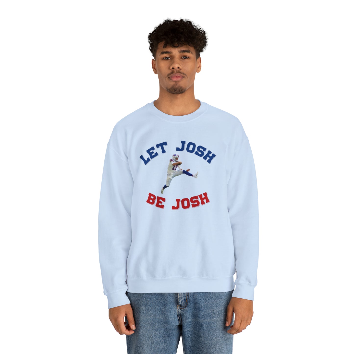 Let Josh Be Josh Hurdling Buffalo Bills Football Bills Mafia Josh Allen 17 Josh Freaking Allen Bills Mafia #17 Crewneck Sweatshirt