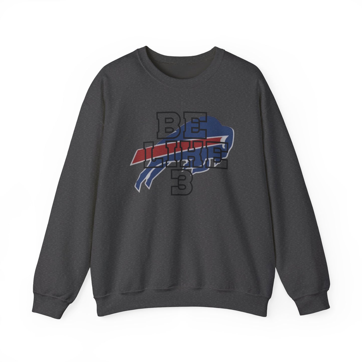 Be Like #3 Damar Hamlin Black Outline Buffalo Bills Logo Crewneck Sweatshirt