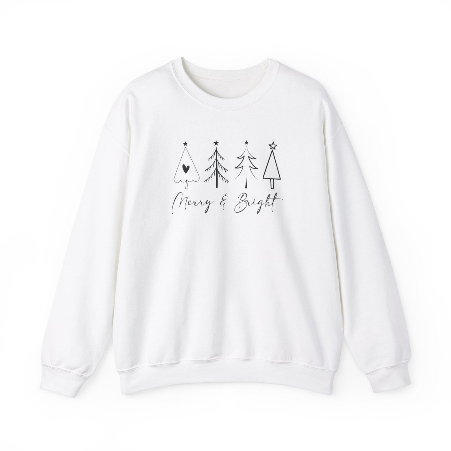 Merry & Bright Simple Christmas Xmas Trees Holiday Sweatshirt