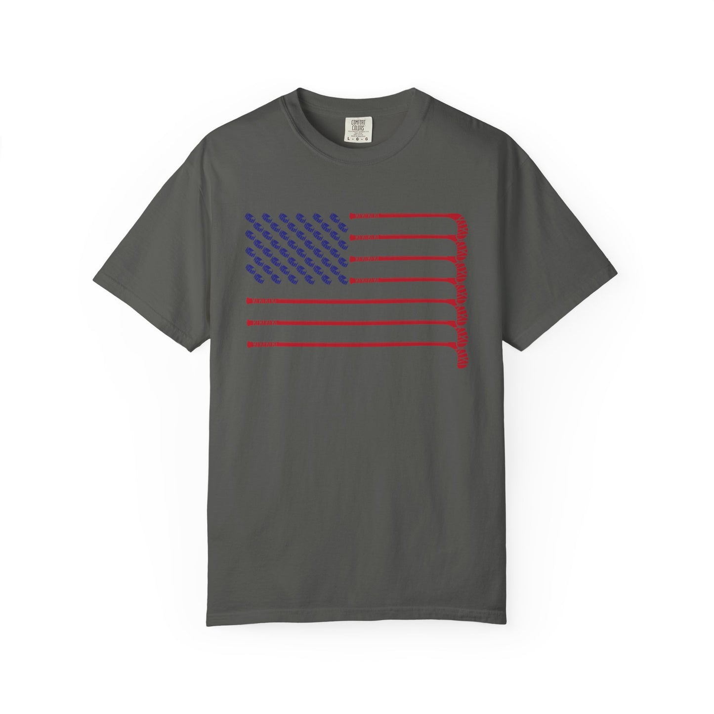 USA Hockey American Flag T-Shirt – Patriotic Ice Hockey Graphic Tee – Team USA Red White Blue Short Sleeve Fan Shirt
