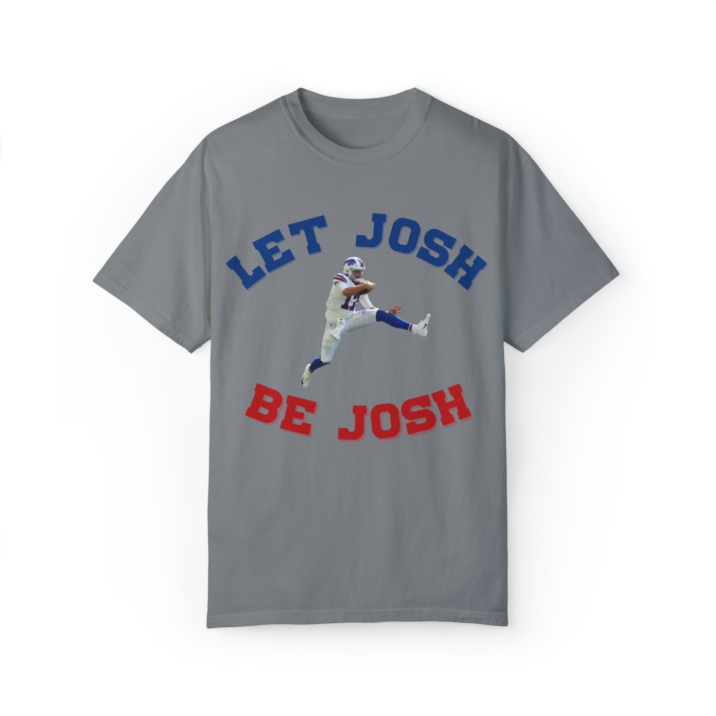 Hurdling Let Josh Be Josh/Bills Mafia w Logo on Back Two Sided Tshirt Bills Mafia Cool Font Buffalo Bills Josh Allen 17 Football Tshirt