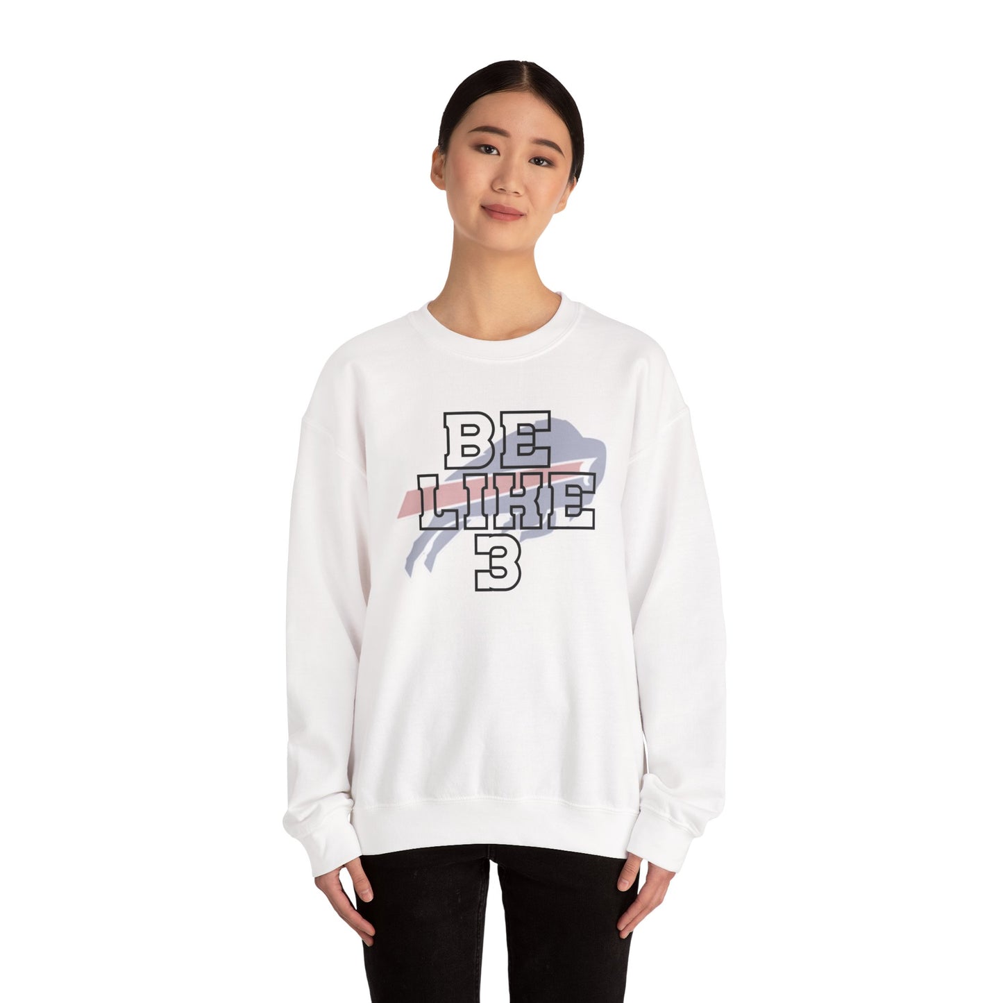 Be Like #3 Damar Hamlin Black Outline Buffalo Bills Logo Crewneck Sweatshirt