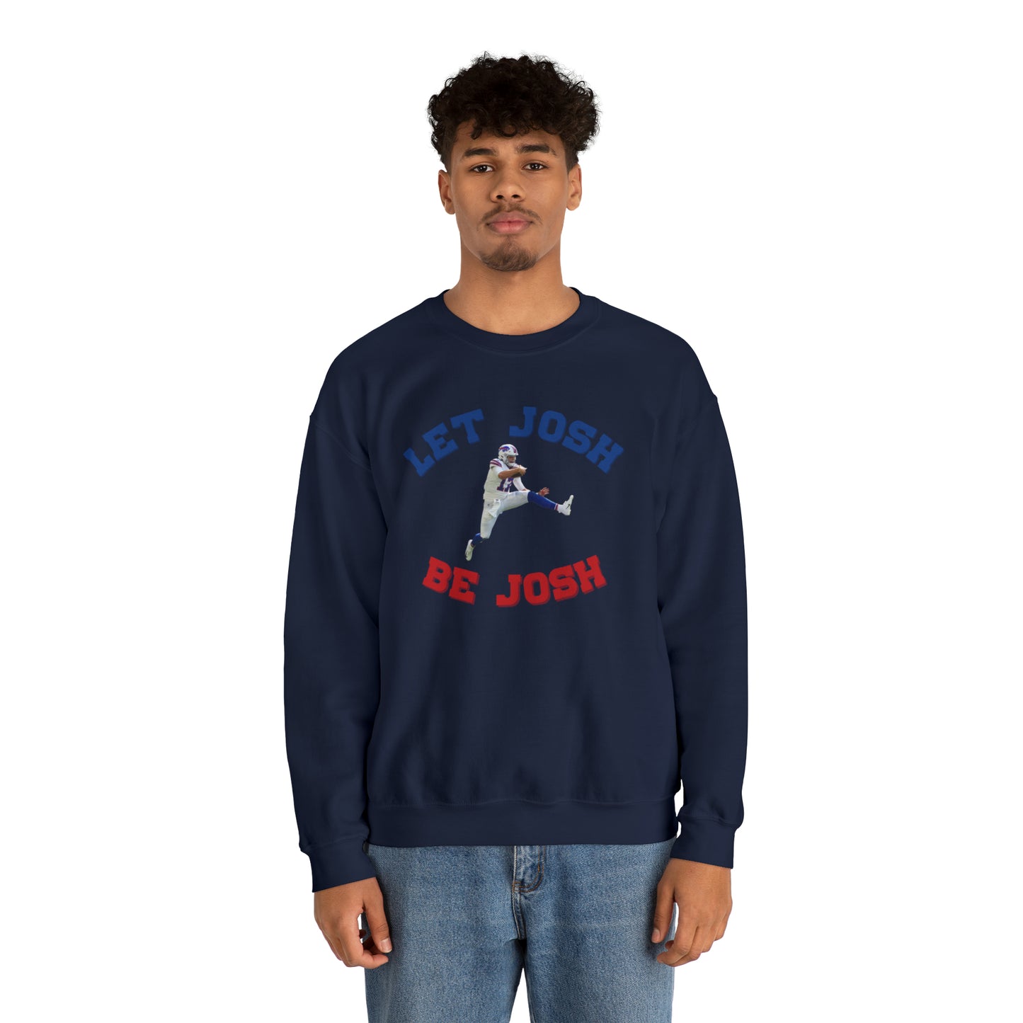 Let Josh Be Josh Hurdling Buffalo Bills Football Bills Mafia Josh Allen 17 Josh Freaking Allen Bills Mafia #17 Crewneck Sweatshirt