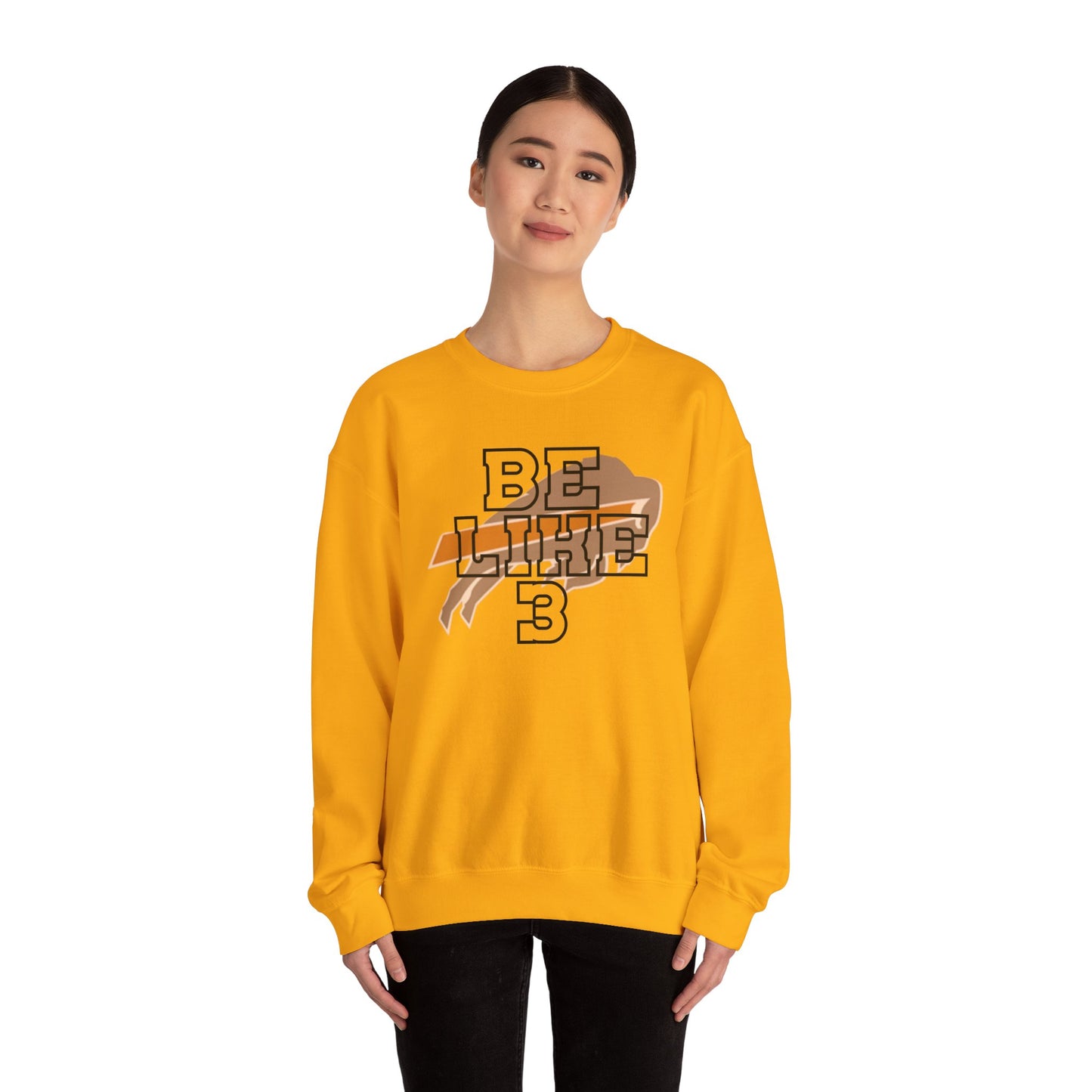 Be Like #3 Damar Hamlin Black Outline Buffalo Bills Logo Crewneck Sweatshirt