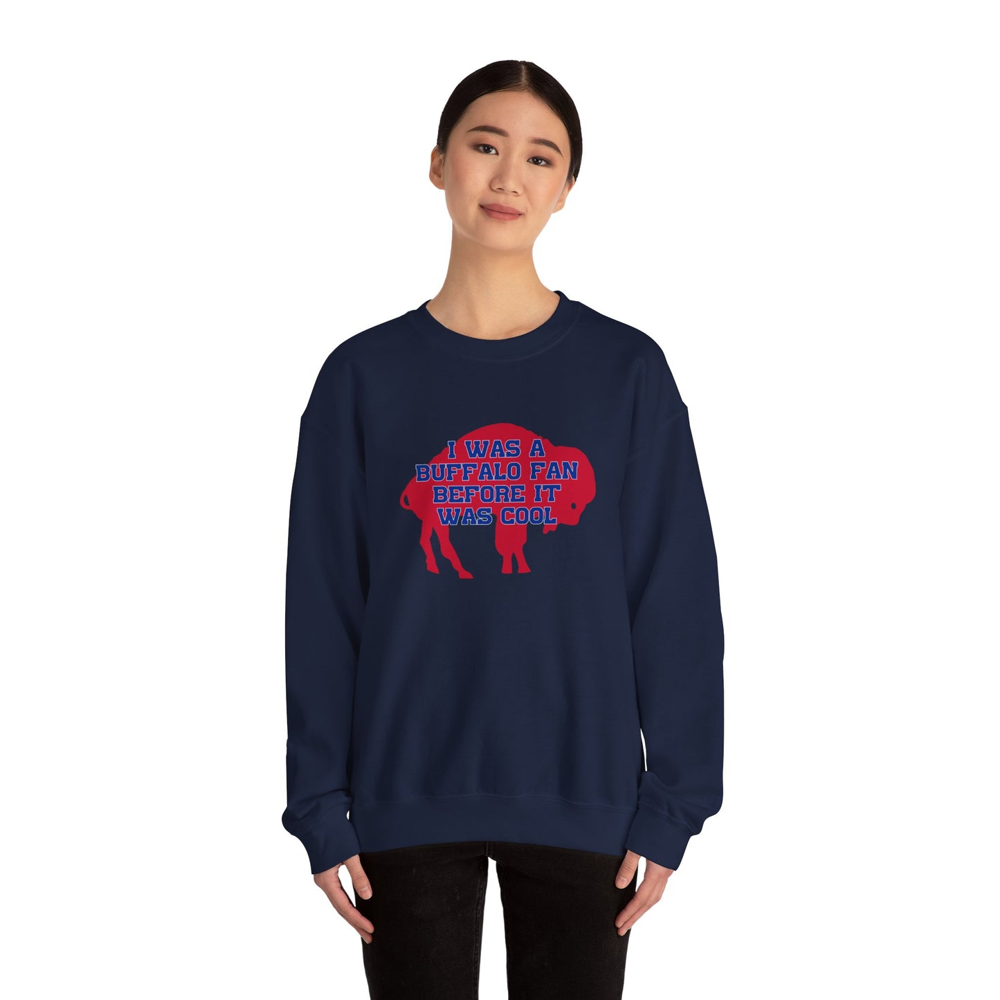 I Was a Buffalo Fan Before it was Cool Retro Red Logo Bills Mafia Football Crewneck Sweatshirt