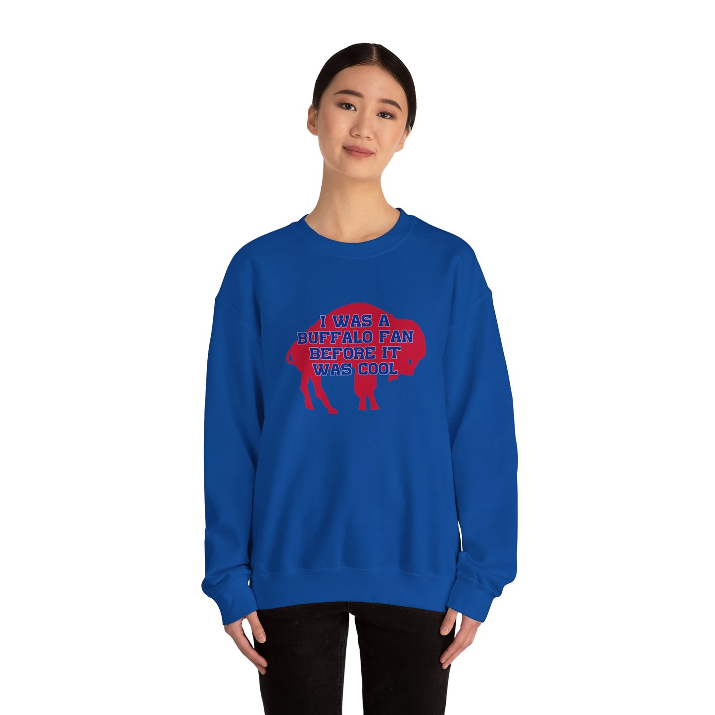 I Was a Buffalo Fan Before it was Cool Retro Red Logo Bills Mafia Football Crewneck Sweatshirt