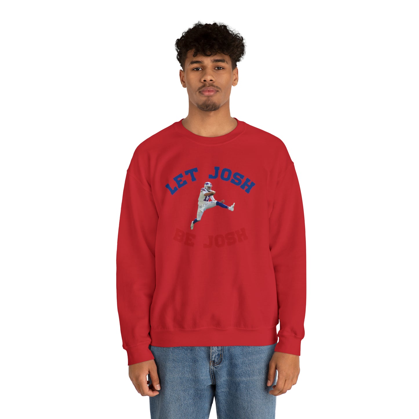 Let Josh Be Josh Hurdling Buffalo Bills Football Bills Mafia Josh Allen 17 Josh Freaking Allen Bills Mafia #17 Crewneck Sweatshirt