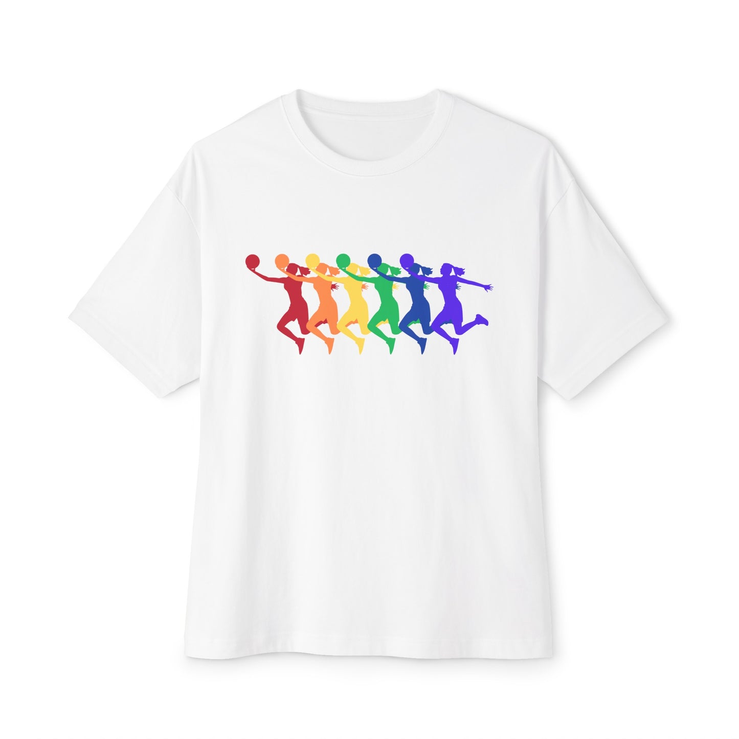 Womens Basketball Rainbow Silhouette Shooter Pride Tshirt Oversized