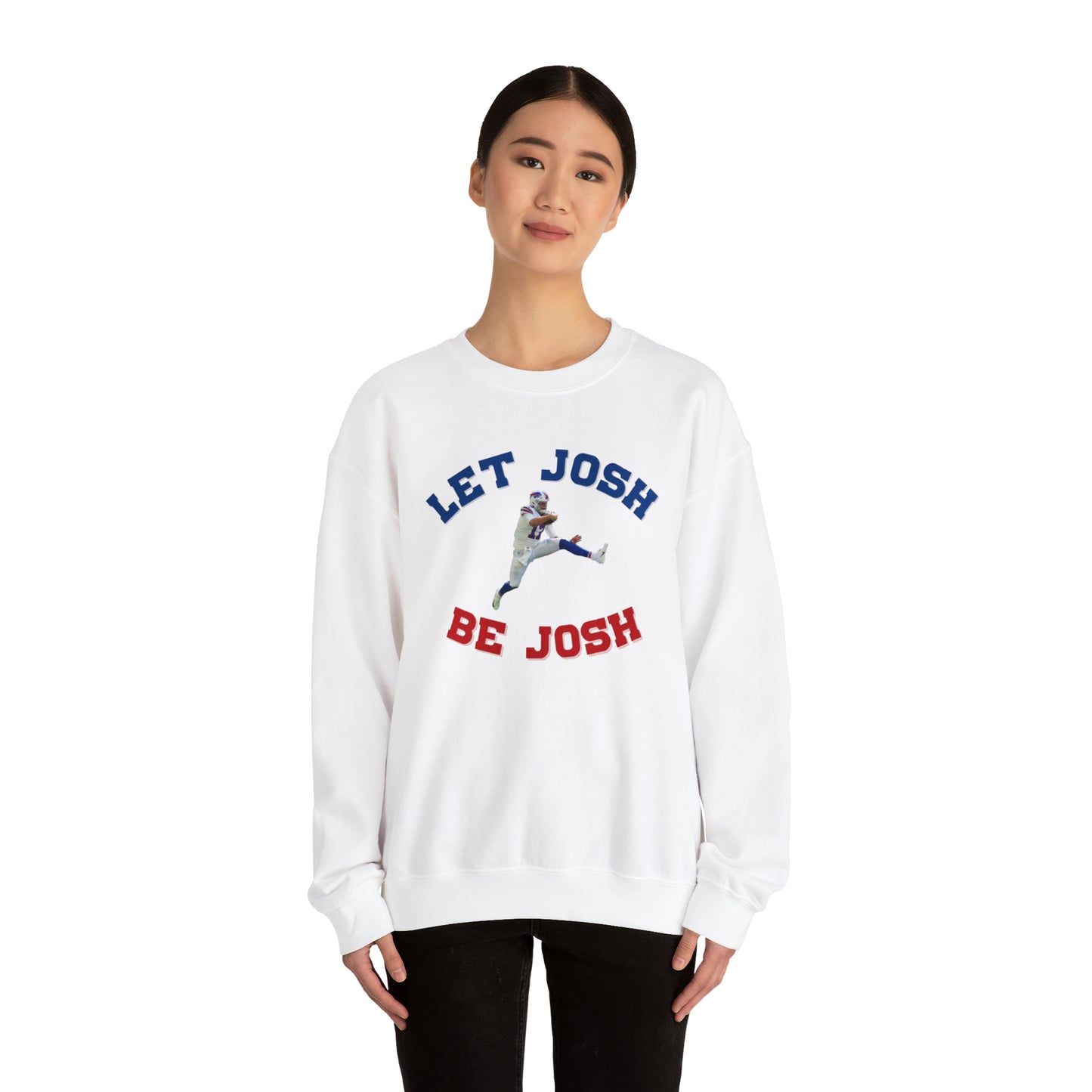 Let Josh Be Josh Hurdling Buffalo Bills Football Bills Mafia Josh Allen 17 Josh Freaking Allen Bills Mafia #17 Crewneck Sweatshirt