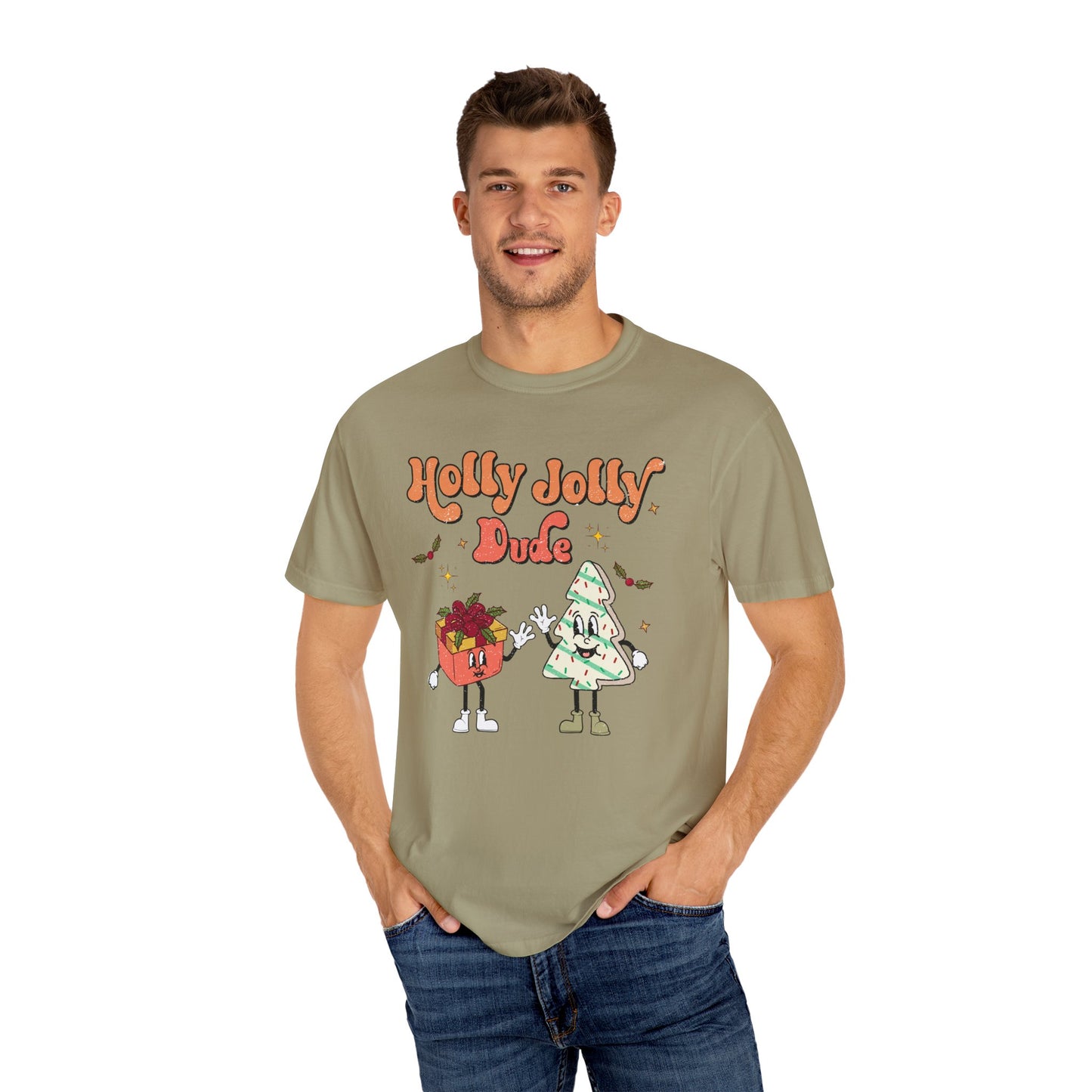 Holly Jolly Dude Retro Christmas Tshirt
