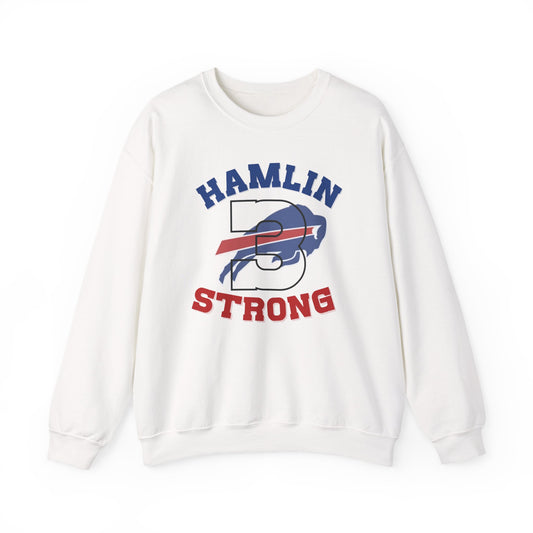 Hamlin Strong #3 Damar Hamlin Buffalo Bills Logo Crewneck Sweatshirt