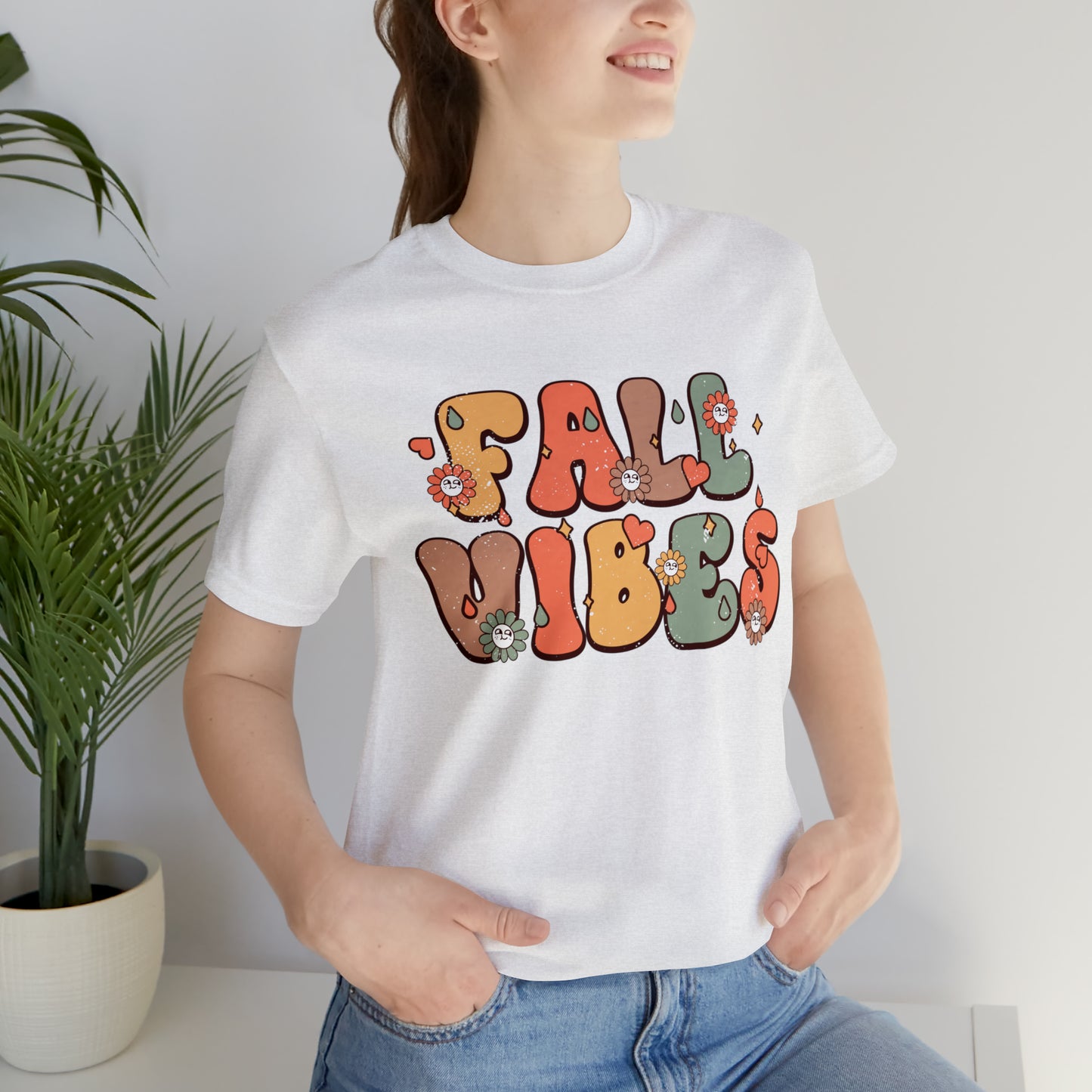 Fall Vibes Retro Design Short Sleeve Tshirt