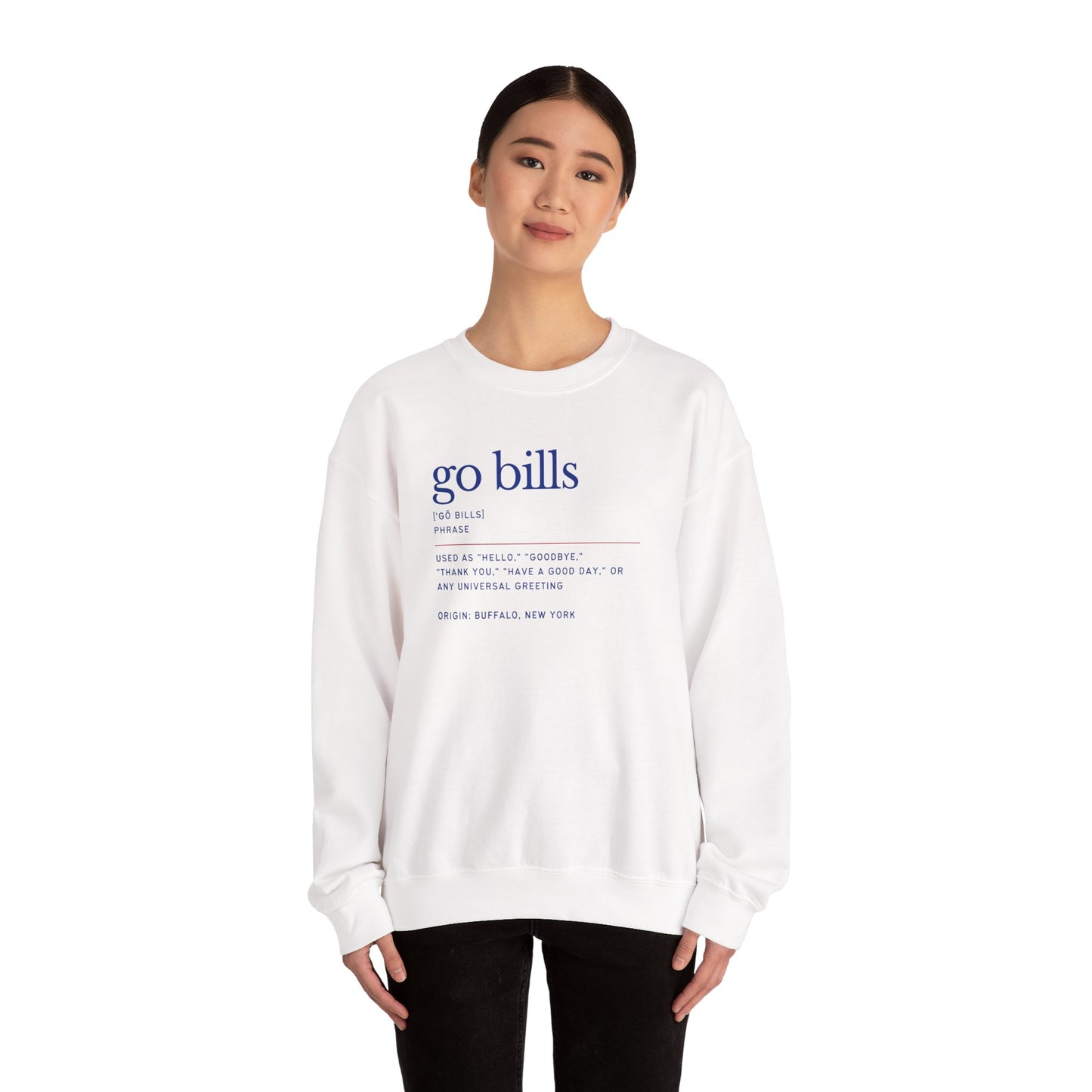 Go Bills Phonetic Spelling Fan Art Buffalo Bills Football Crewneck Sweatshirt